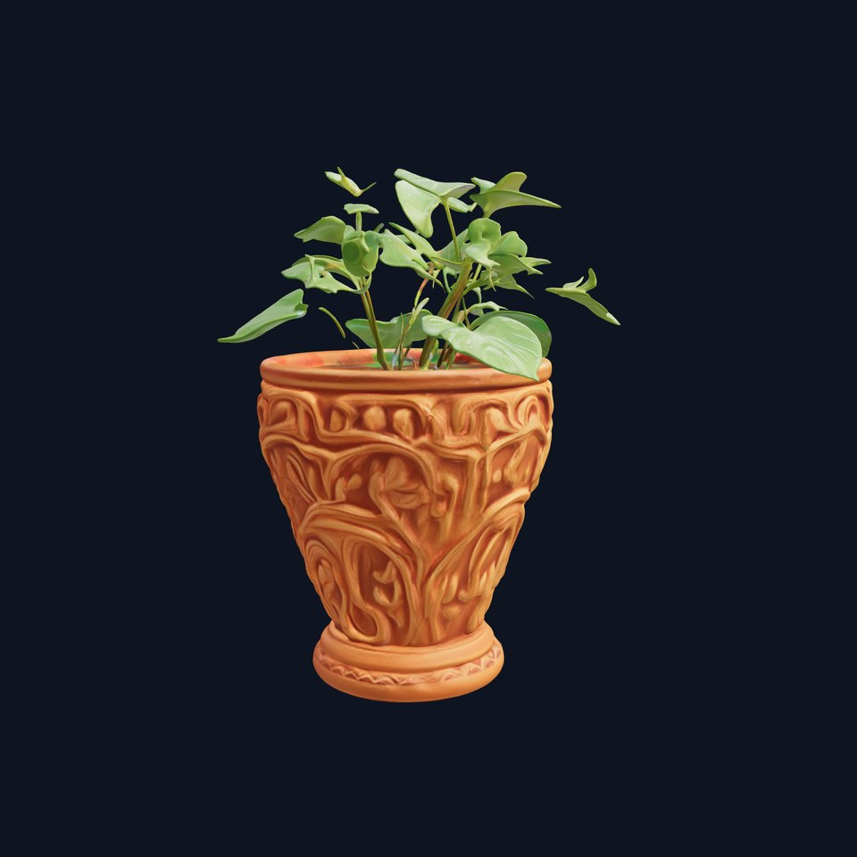 Decorative Terracotta Plant Pot with Greenery Model Pack